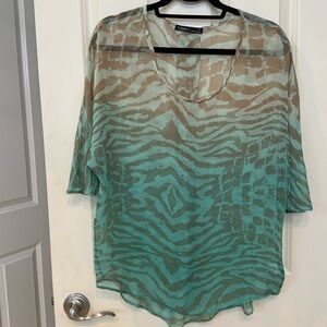 Gypsy animal print silk shirt. Dolman shirt sleeves. Size XS